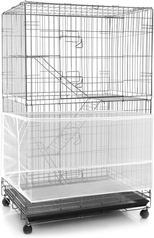 Shappy Large Bird Cage Seed Catcher,Bird Cage Cover Net Skirt Guard,Adjustable Soft Airy Mesh Net for Parrot Parakeet Macaw(118 x 15 Inch/ 300 x 37 cm,White)