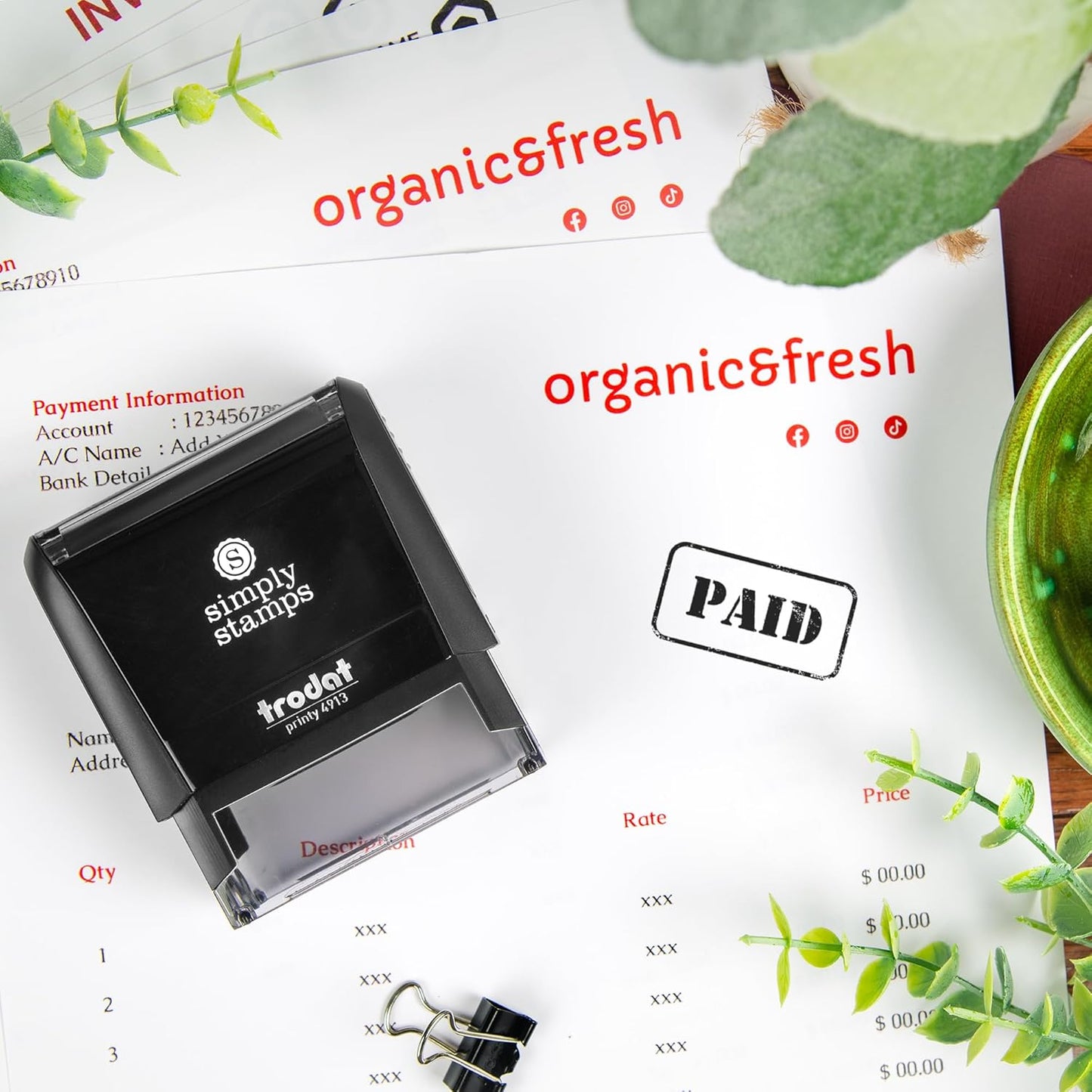 Paid Office Stamp | 4 Different Sizes | 20 Designs | Multiple Color Options | Perfect for Quick Validation of Office Documents (Paid, Large)