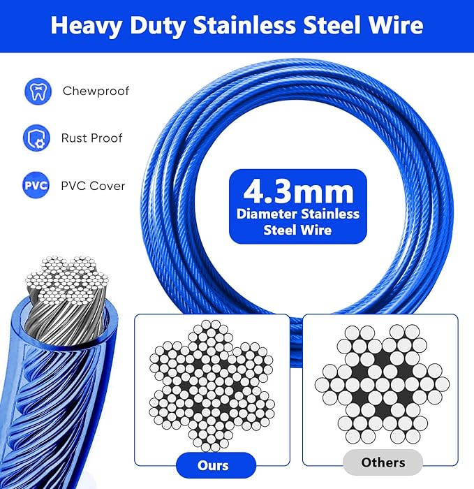 Heavy Duty Dog Tie Out Cable and Stake,16FT Rust Proof Dog Leads Tether for Yard with Swivel Hook,360°Swivel Spiral Dog Stake&Chain Up to 200 lbs,Removable Ground Anchor for Outdoor Beach Camping