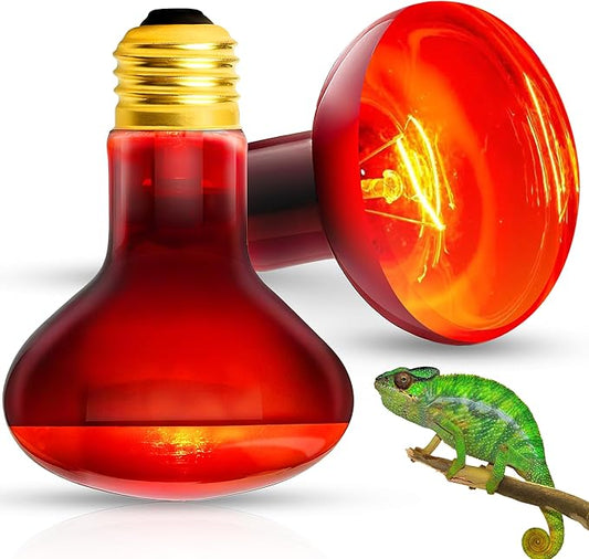 EvaStary 100W Infrared Heat Lamp Bulbs, 2 Pack UVA Reptile Basking Spot Light for Reptiles, Red Heat Lamp Bulb for Bearded Dragon,Turtle,Snake, Chickens, Pets