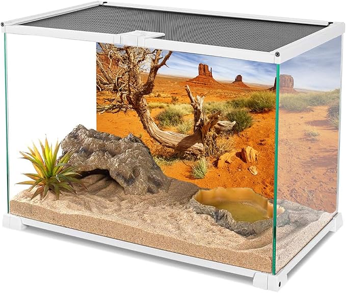 AWERT 48x24 inches Reptile Habitat Background Orange Desert Terrarium Background Durable Polyester Background