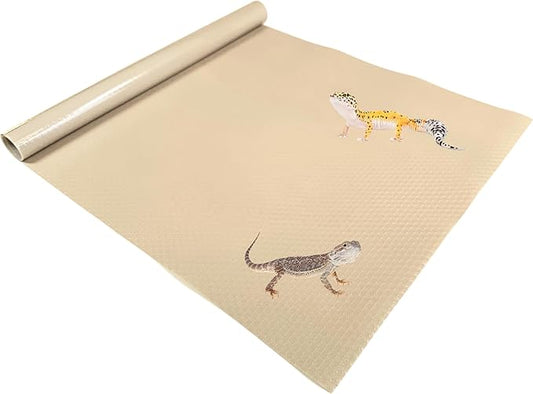 Tank Liner, 17.7" x 59", Reptile Terrarium Substrate Mat Carpet Bedding, Enclosure Liner for Bearded Dragon Leopard Gecko Lizard Tortoise Snake (Beige)