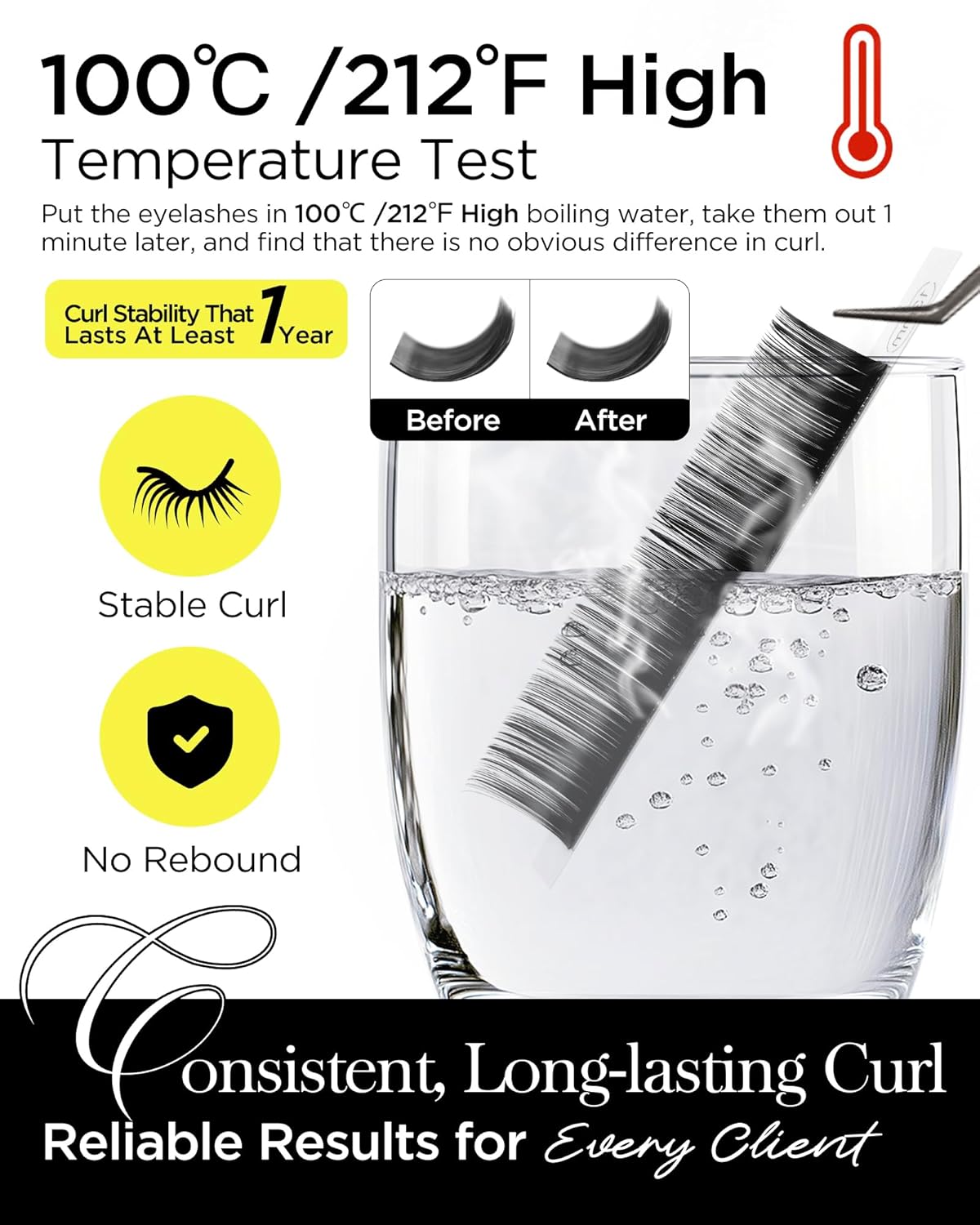 BEYELIAN Eyelash Extension 0.05 D Curl 14mm Easy Fan Lash Extensions Volume Lashes 100°/212°F High Temperature Resistant Classic Professional Use Natural Matte Black (0.05 D 14mm)