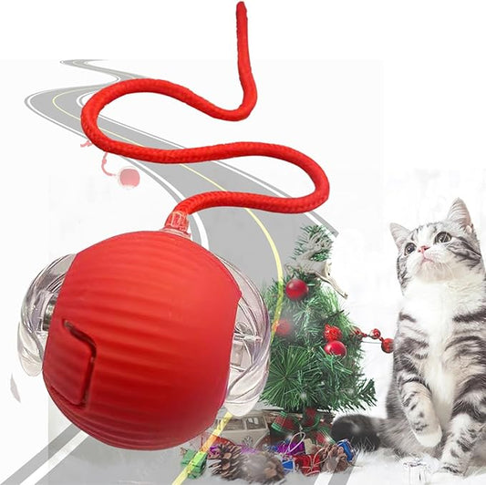 Automatic Interactive Rolling Cats Dog Toys Ball for Indoor- Rechargeable Activate Cat Dog Pet Toy for Indoor, Self-Playing Automatic Moving Kitten Toys for Cats, Durable and Safe Material (Red)