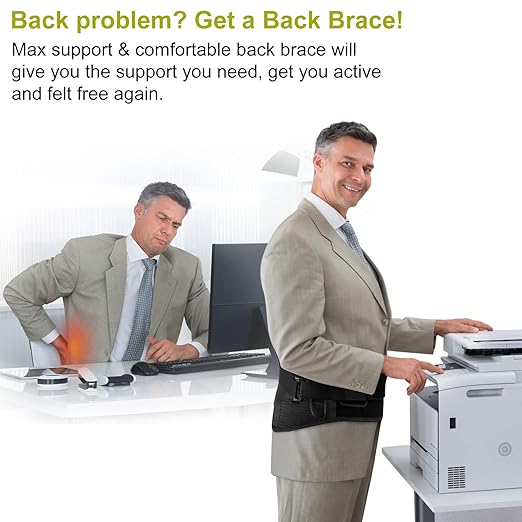 HONGJING Back Support Belt with Heat for Lower Back Pain Relief, Rechargeable Back Bace with 3 Temperature for Herniated Disc, Sciatica, Works for Men or Women (M)