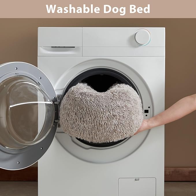 WNPETHOME Calming Dog Beds for Large Dogs, Anti-Anxiety Donut Large pet Bed, Fluffy Faux Fur Plush Dog Bed，Warming Cozy Soft Round Lagre Pet Beds for Jumbo Dogs, Cat Cuddler Cushion Pad