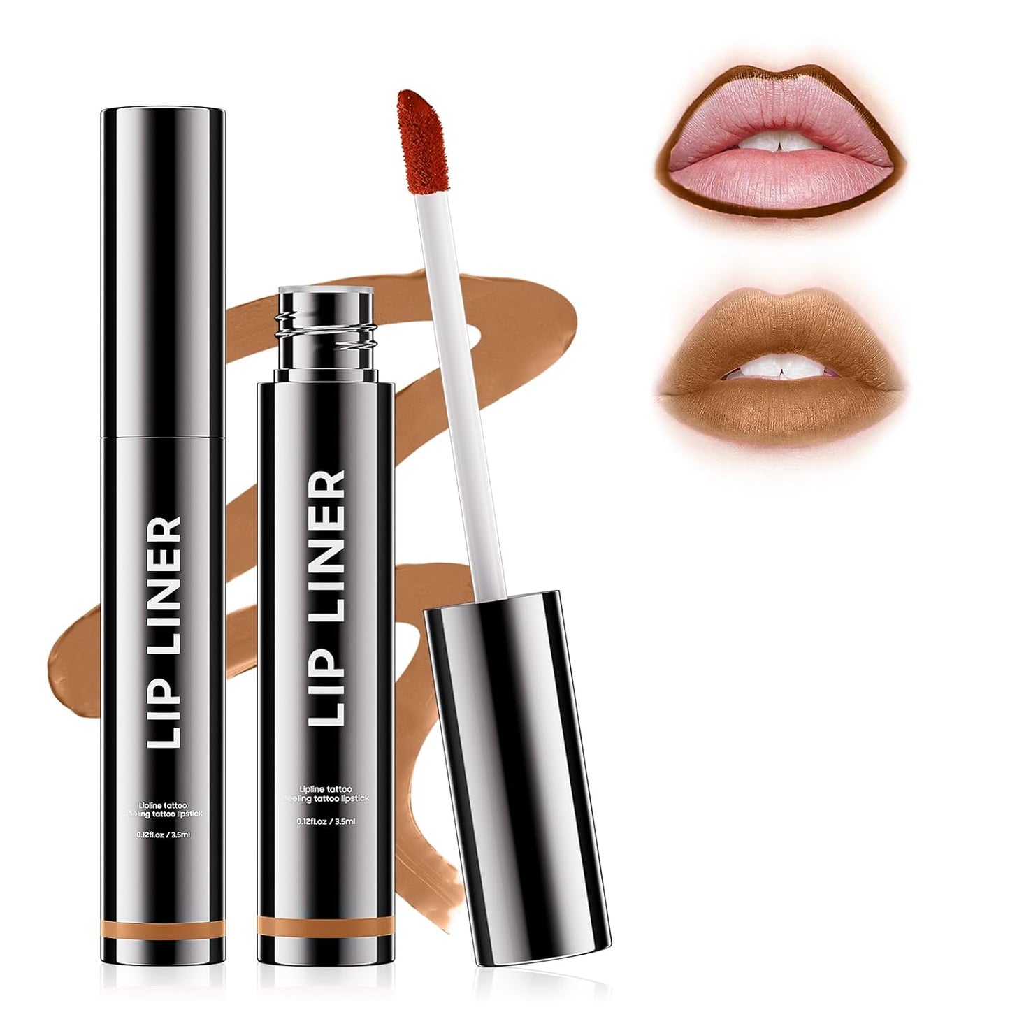 Lip Stain Peel Off - Waterproof Comfortable Vivid Color Peel Lip Liner Non-Stick Cup, Lip Tattoo Peel Off for Beauty & Charming Lip Makeup with All-Day | Vegan and Cruelty Free (#02 Cocoa)