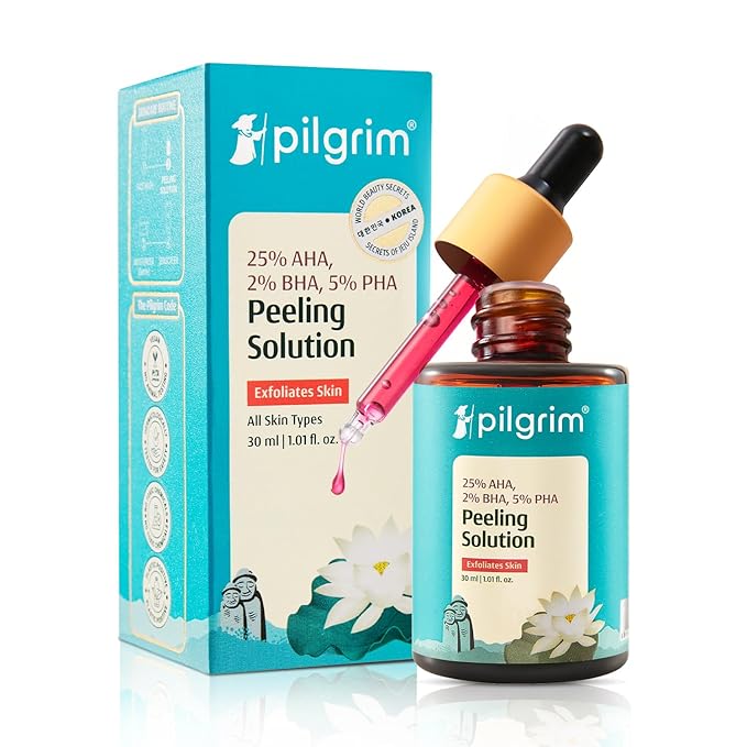 Pilgrim 32% AHA BHA PHA Peeling Solution | Exfoliant for Radiant, Even-Toned Skin | Weekend Facial Peel for Deep Cleansing | Suitable for Men & Women | 1.01 Fl Oz (30ml)