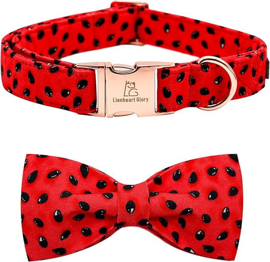 Lionheart glory Dog Collar, Watermelon Dog Collar with Bow, Summer Dog Bowtie Collar Cute Pet Collar Gift for X-Large Dog