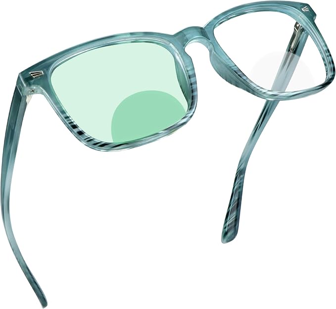 YEIN Bifocal Reading Glasses with Blue Light Blocking Lenses, Bifocal Reader for Women and Men, Vintage Square frame with Spring Hinge (+0.75/+3.25 magnification)