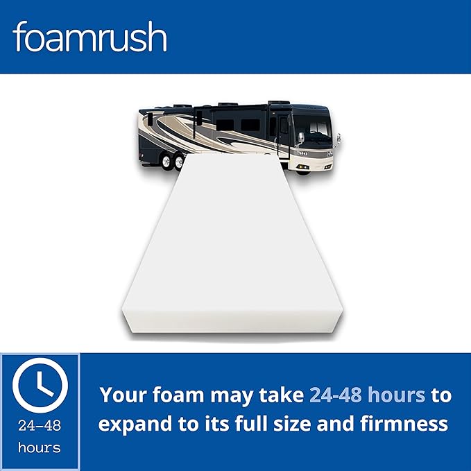 FoamRush 6-Inch Bunk (30" x 80") High Density Foam RV Mattress Replacement, Medium Firm, Pressure Relief, Travel Camper Trailer Truck, Made in USA, CertiPUR-US Certified, Cover Not Included