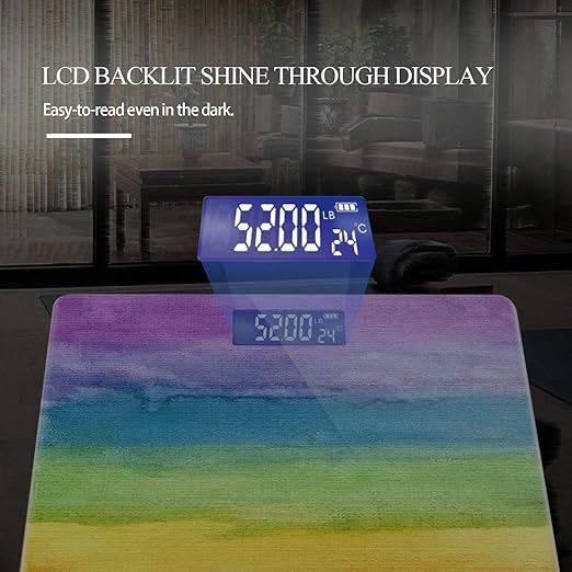 Weight Scale Digital Scale for Body Weight Bathroom Scales Personalized Scale for Body Weight 400 lbs with Large Backlit Display Easy Read - Rainbow Colorful Strips