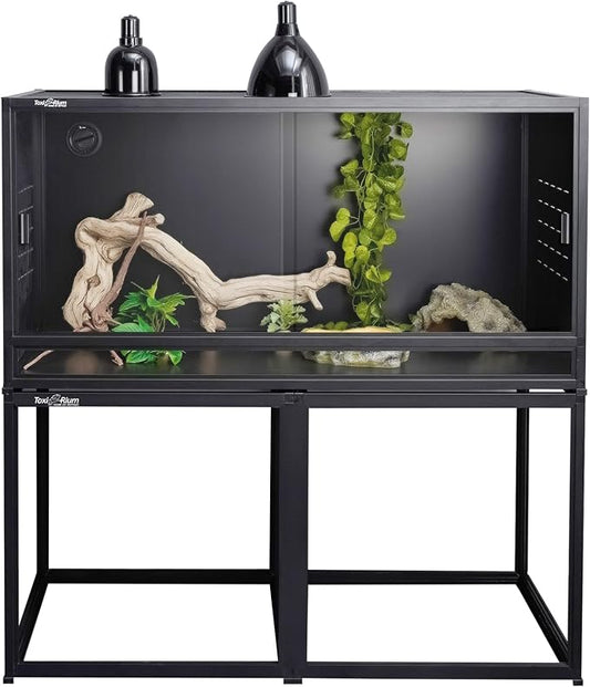 Reptile Enclosure Stand Bundle: Elevate Your Habitat - Includes Stand and Extra Enclosure for a Complete Elevated Setup 48 inches Width(Black)