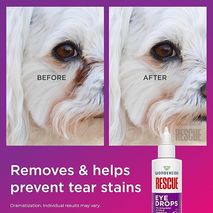 Wondercide Rescue - Eye Drops and Wash for Pets - Relief for Dogs and Cats from Allergies, Itchy Red Irritated Eyes, Discharge - with Pure Hypochlorous - 4 oz