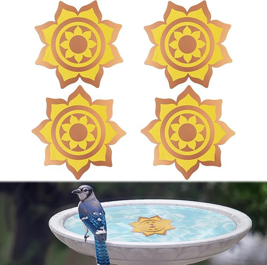 Saillong 4 Pack Bird Bath Copper Disk, Reinforced 99.99% Pure Copper Bird Bath Purification Disk for Physical Clean Water, Birdbaths Cleaner for Outdoor Birdbaths, Bowl and Garden Fountain (Petal)