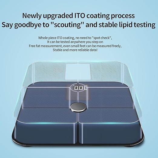 Smart Body Fat Scale with Heart Rate Monitor - 19 Key Health Metrics, ITO Glass Technology, Auto-On LCD Display, 8 User Profiles, 400lbs Capacity, App Sync Body Composition Analyzer