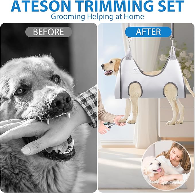 Pet Dog Grooming Hammock Harness for Medium Dogs Nail Trimming, Dog Sling for Cutting Nails, Dog Hanging Holder Hanger with Nail Clippers, Nail File, Scissors