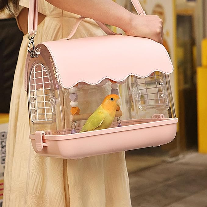 Acrylic Bird Carriers Suit Small Bird Cage Garden Security Parrots Enclosure for Lovebird Parrots Swallow Goldfinches