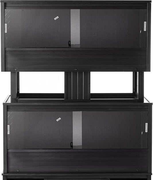 New Age Pet ECOFLEX Two Large Reptile Enclosures with Matching Stacker Combo Set in Black