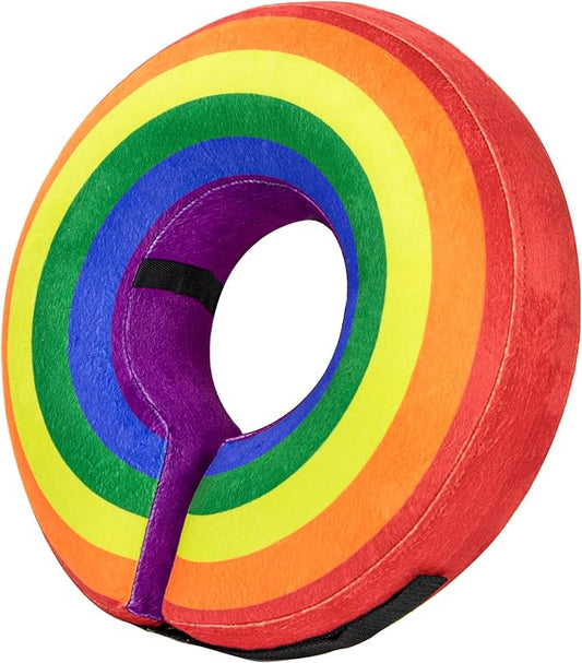BENCMATE Inflatable Dog Cone Collar Alternative, Soft Dog Cone for Small Medium Large Dogs and Cats, Neck Recovery ECollar Donut Collar After Surgery (Small, Rainbow)
