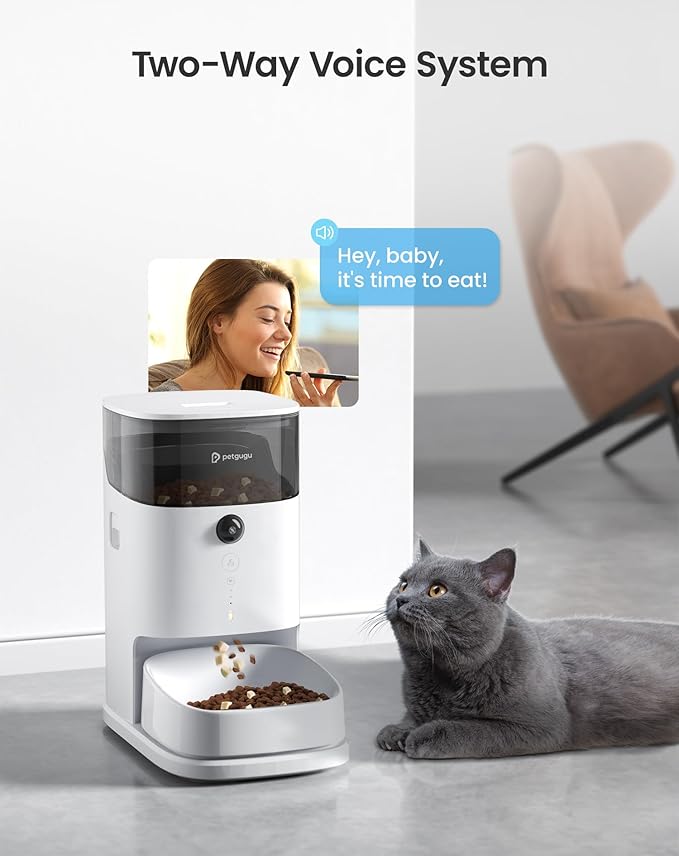 PF2 Smart Automatic Cat Feeder 3.5L WiFi Pet Feeder with Camera & Voice Call App Control Data Monitoring Timed Feeding Freshness Preservation Easy-to-Clean Ceramic Bowl – for Cats & Small Dogs
