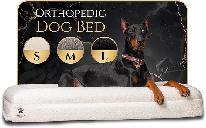 Luxury Boucle Fabric Orthopedic Dog Bed with Memory Foam | Breathable Comfort and Washable Dog Couch Bed with Waterproof Liner & Cover | Ideal Sofa Beds for Medium Dogs - Charcoal 37"x30x6