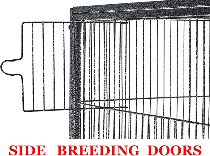 Large Double Birdhouse Treehouse Bird Flight Center Divider Cage with Side Breeding Nest Doors Removable Rolling Stand