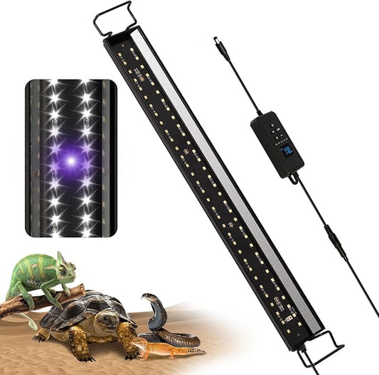 UVB Light for Reptiles with Dimmer,16 inch 15W LED UVA UVB Reptile Light Fixture with 4 Auto Modes for Ferguson Zones, Terrarium Lamp for Bearded Dragons, Leopard Gecko, Snake, Turtle & More