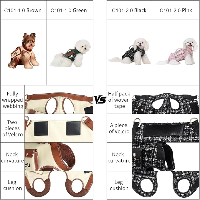 Dog Lift Harness Dog Carrier Dog VES Harness Adjustable Dog Leash with Small Puppy Treat Bag（Black,XS）