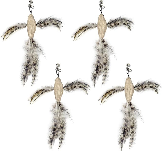 TTcat Cat Feather Toys, 4 Pcs Simulation Flying Birds Refills, Cat Toys Replacement Feathers for Cat Kitten Wand.