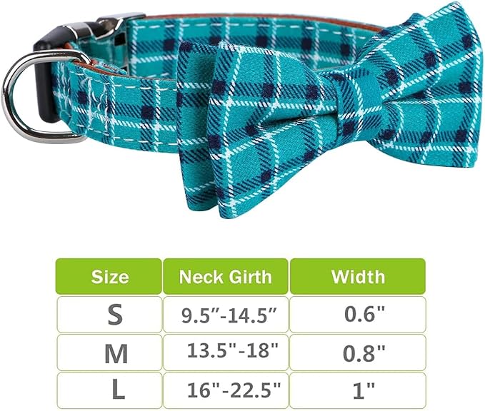 Faleela Soft &Comfy Bowtie Dog Collar,Detachable and Adjustable Bow Tie Collar,for Small Medium Large Pet (Medium (Pack of 1), Green)