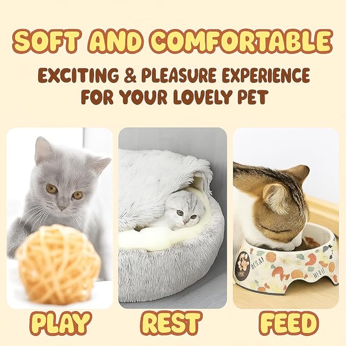 Nest Bed - Lapcatz Cat Beds for Indoor Cats, Fluffy Cat Bed Cave Plush Warm Nest for Cats (Salmon,S 16"x16")