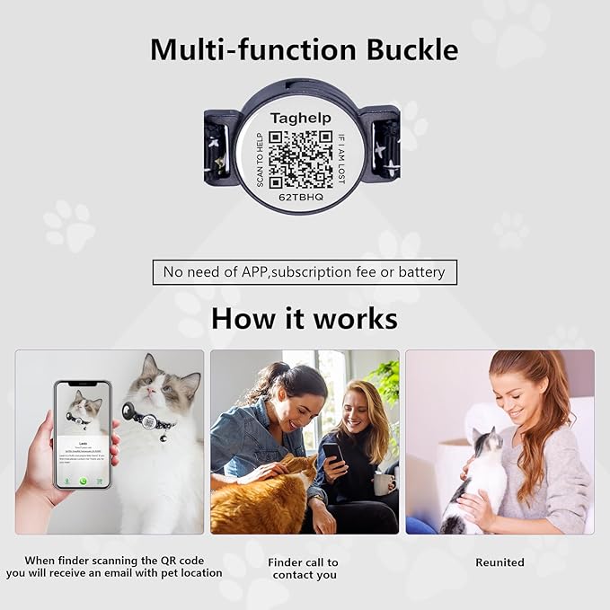 Breakaway Cat Collars with Bell Moons Stars Cute Kitty Adjustable Safe Kitten Collars with Pendant Glow in The Dark,Airtag Cat Collar, Air tag Safety Buckle (Purple)