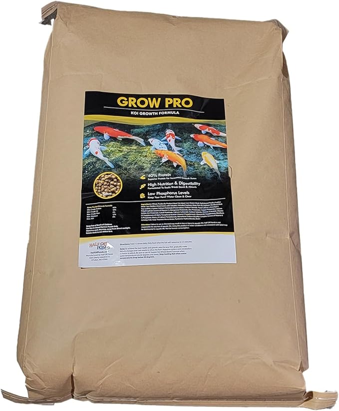 HALF OFF PONDS Grow Pro Koi Fish Food - 30 lb Floating Pellets, 3mm Size - Goldfish Food for Ponds - 40% Protein with Fish Meal & Probiotics - Designed for Rapid Growth & High Digestibility