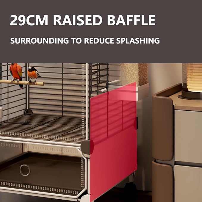 Large Parrot Cage with Acrylic Doors, 4 Casters, Perch & Feeder, Detachable Drawer, Ideal for Cockatiels, Budgies, Conures, Indoor/Outdoor Use – Spacious White Birdcage(Black,72 * 36 * 170)