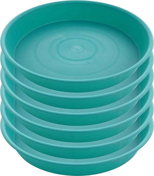 6 Pack of 8 inch Plant Saucer Blue, Plastic Plant Water Tray 8 inch Round, Flower Plant Saucers for Indoors, Dlant Dishes Saucer for Planter 7"/8" (8", Teal)