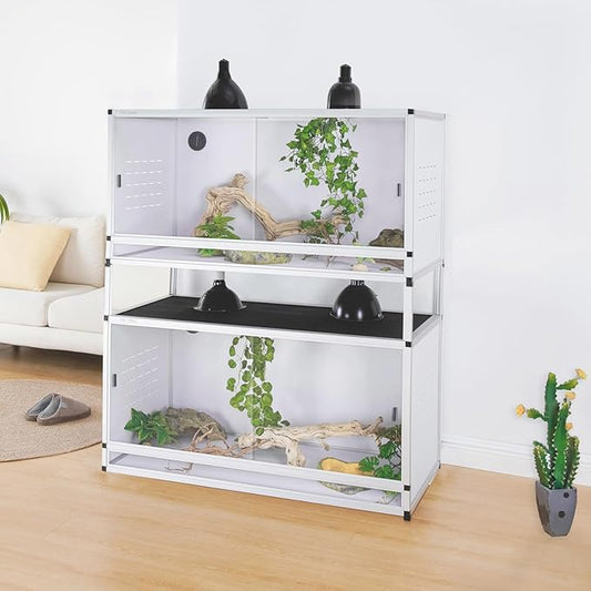 Reptile Enclosure 40x16x16'' Large Reptile Terrarium Habitat Tank for Bearded Dragon Gecko Lizard Snake, 44 Gallon Wide Breeding Lounge Vivarium Area with Sliding Doors Lock