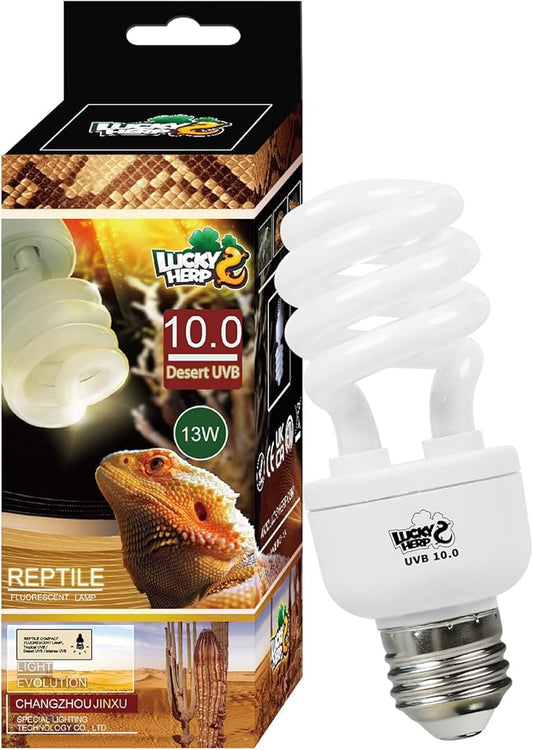 LUCKY HERP Desert UVA UVB Reptile Light Bulb 10.0 13W Compact Fluorescent Lamp