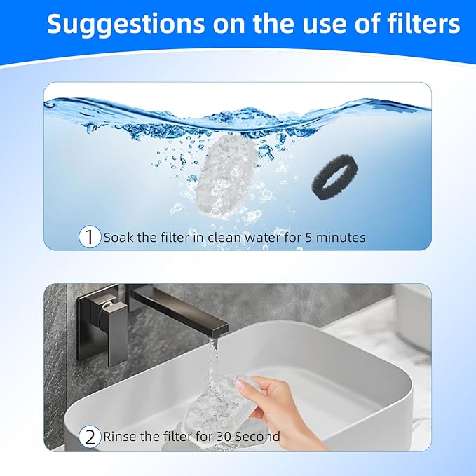 32 Pack Cat Water Fountain Replacement Filters & Pre-Filter Sponges for 108oz/3.2 Stainless Steel Pet Water Fountain
