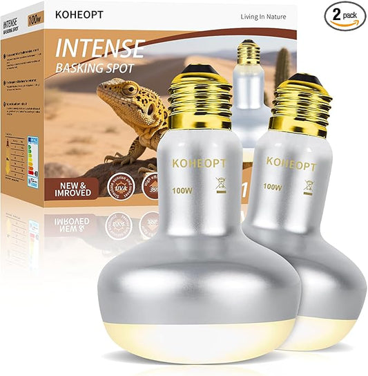 Reptile Heat Lamp 100W,(2 Pack) Heat Emitter UVA Heat Lamp Bulb,Intense Basking Spot Simulated Natural Sunlight Heating Lamp Bulb,for Reptile Chickens Pet Brooder