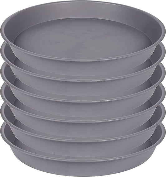 6 Pack of 7 inch Plant Saucer, Heavy Duty Plastic Plant Water Tray 7 inch Round, Flower Plant Saucers for Indoors No Holes, Plant Dishes Saucer for Planter 7"/8" (7", Cement)
