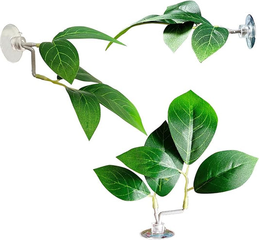Fish Leaf Pad Fish Tank Accessories Aquarium Décor Simulating 3 pcs Adjustable Plastic Plants Betta Natural Habitat Playing Spawn Breed Rest Bed with Suction Cup Multi Leaf Design (3)