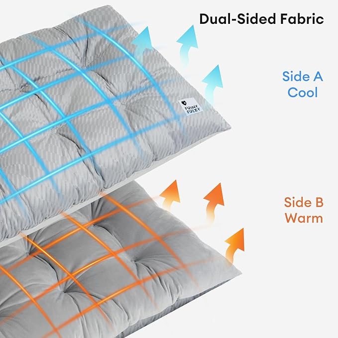 FUNNY FUZZY 2 in 1 Dog Bed Crate Pad Mat, Washable Reversible Floor Pet Mats,Fluffy Kennel Pad for Small Large Sized Dog,Indoor Cats,Sleeping Mattress, 23.6" × 17.9", Light Grey