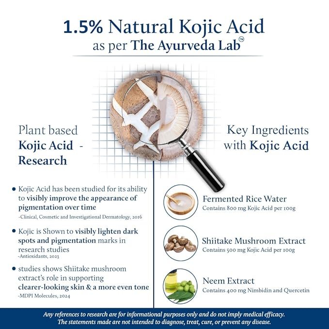 Blue Nectar Rice Water Kojic Acid Face Serum | Plant Based Almond Serum for Even Skin Tone | for Women & Men with Rice Water & Mushroom | All Skin Types (13 Herbs,1Fl Oz)