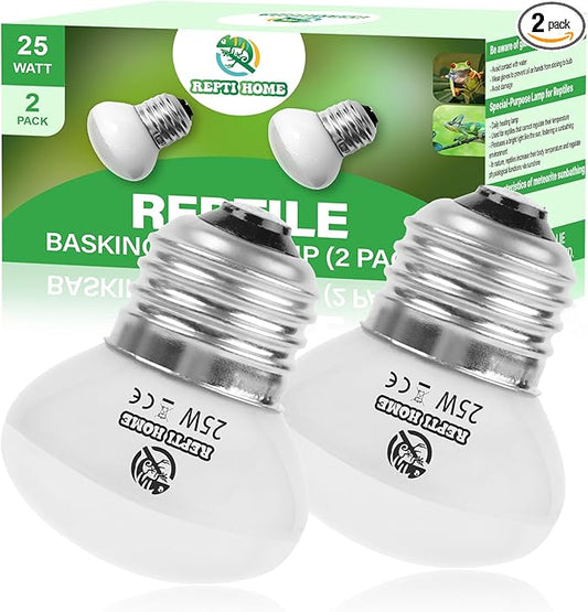 Reptile Heat Lamp Bulbs, UVA Reptile Heat Bulb 2 Pack, 25 Watt Heat Light Bulbs, Daylight Basking Spot Light for Lizard, Bearded Dragon, Snake, Gecko