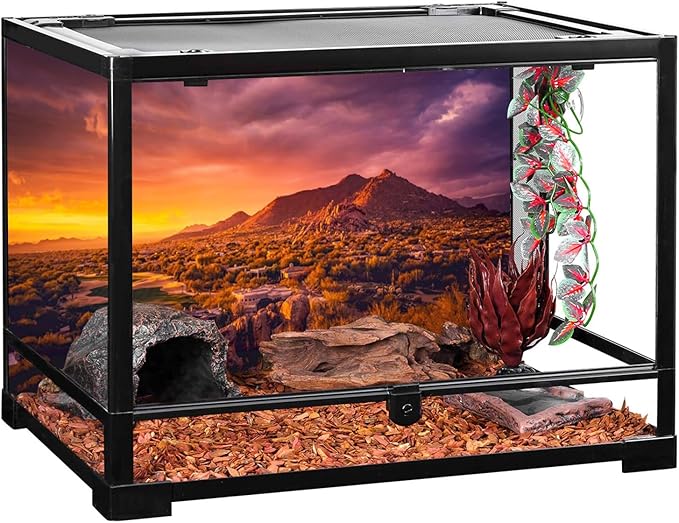 AWERT 24x12 inches Sun and Desert Terrarium Background Mountain Oasis Gobi Reptile Habitat Background Vinyl