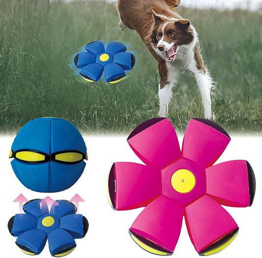 FlidRunest 2PCS Pet Toy Flying Saucer Ball, Flying Saucer Balls Dog Toy, Doggy Disc Balls with 3 Light for Interactive Dog,Cats, Children's Foot Ball,Outdoor Games,Camping Games