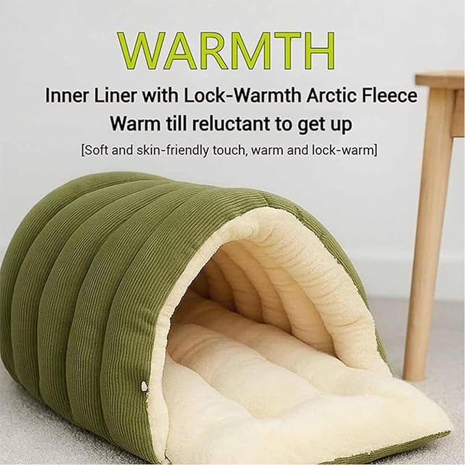Expectation Cat Bed, Removable and Washable Winter Closed-Off Cat Bed, Soft Fluffy Warm Autumn/Winter Cats House, Washable Non-Slip Pet Sleeping Bag for Indoor Cats Small Dogs (D,Medium)