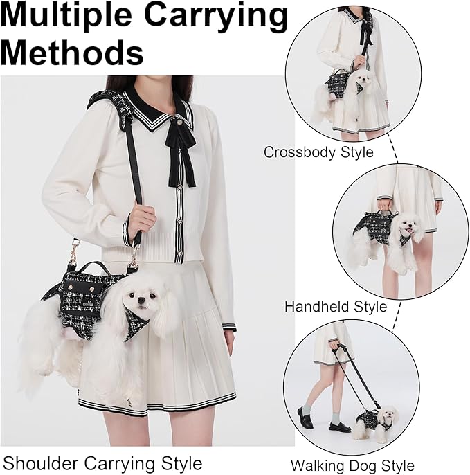 Dog Lift Harness Dog Carrier Dog VES Harness Adjustable Dog Leash with Small Puppy Treat Bag（Black,L）