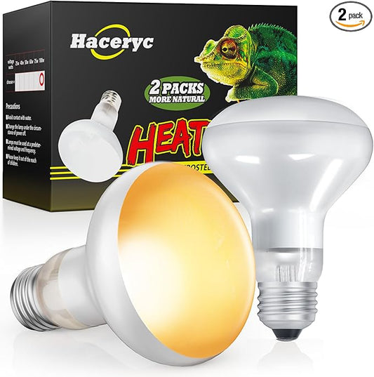 Reptile Heat Lamp, Simulate Natural Sunlight Heat Light Bulbs 2 Pack 75W Amphibians Basking Heat Lamp Bulbs for Reptiles, Bearded Dragon, Lizard, Turtle, Chicken